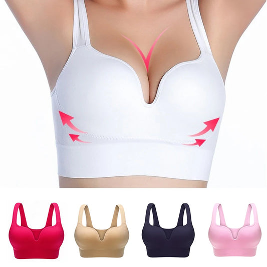 Women Wireless Sports Bra Fitness Running Vest Gym Workout Underwear Padded Tops Bralette Breathable Brassiere Push Up Bras - Temo