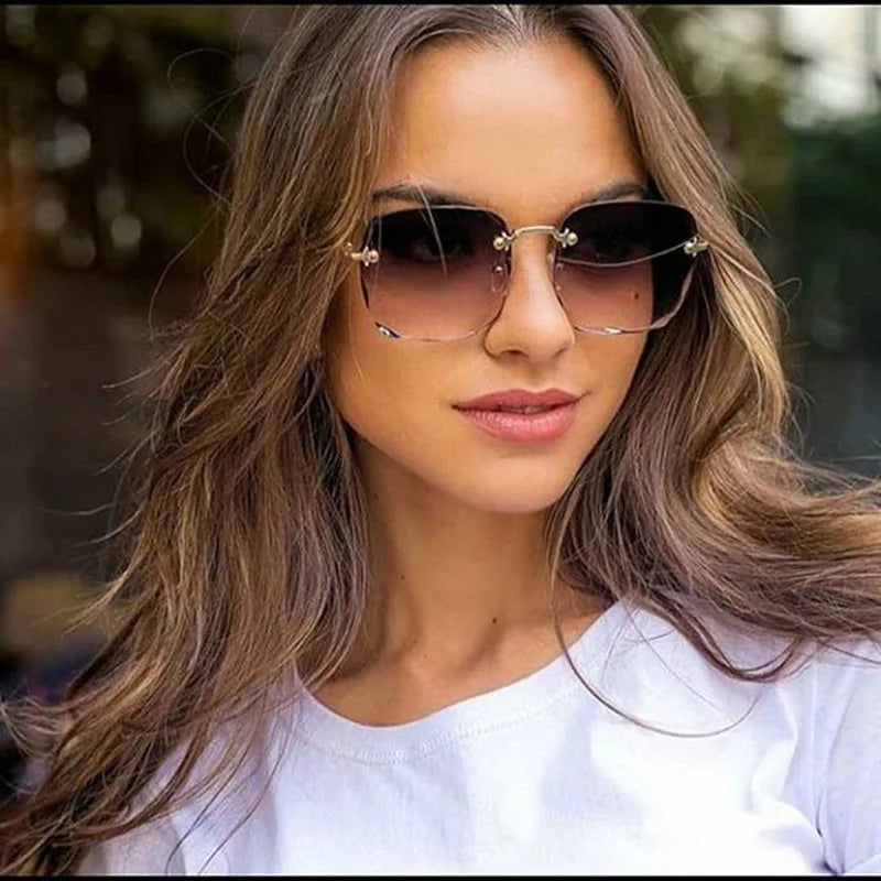 Diamond-Cut Rimless Sunglasses for Women - Temo