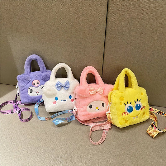 Sanrio Bag Kawaii Kuromi Cinnamoroll My Melody Cartoon Anime Plush Handbag Cosmetic Bag Travel Storage Bag Women Girl Gifts - Temo